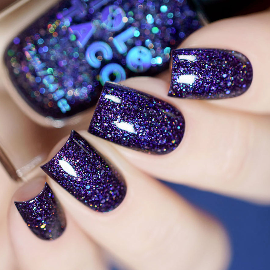 Purple Glitter Nails | Purple glitter nails, Purple nails, Fancy nails