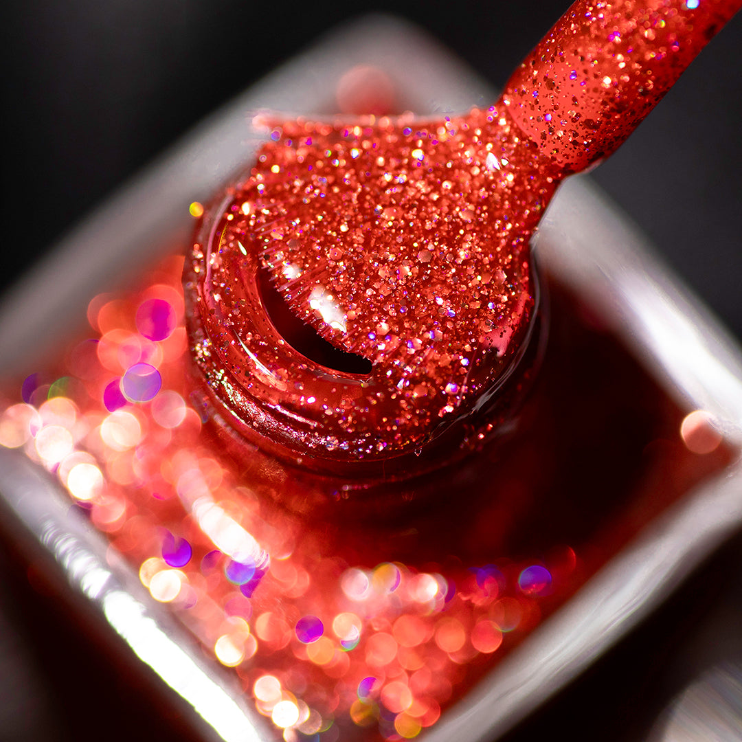 Red Nails 2025: Holographic Glitter Magic