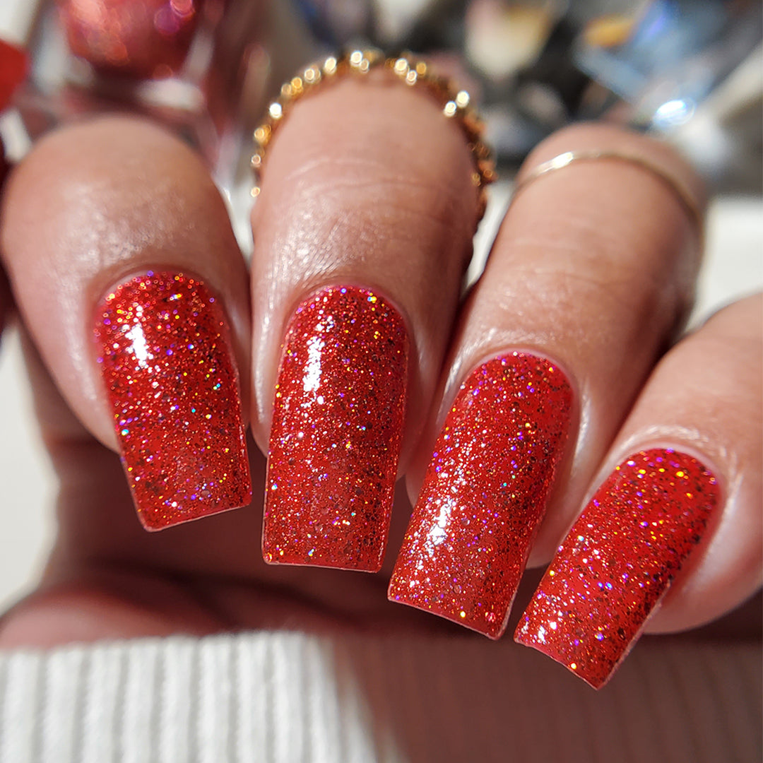 Metallic Ruby Nails That Shine Bold