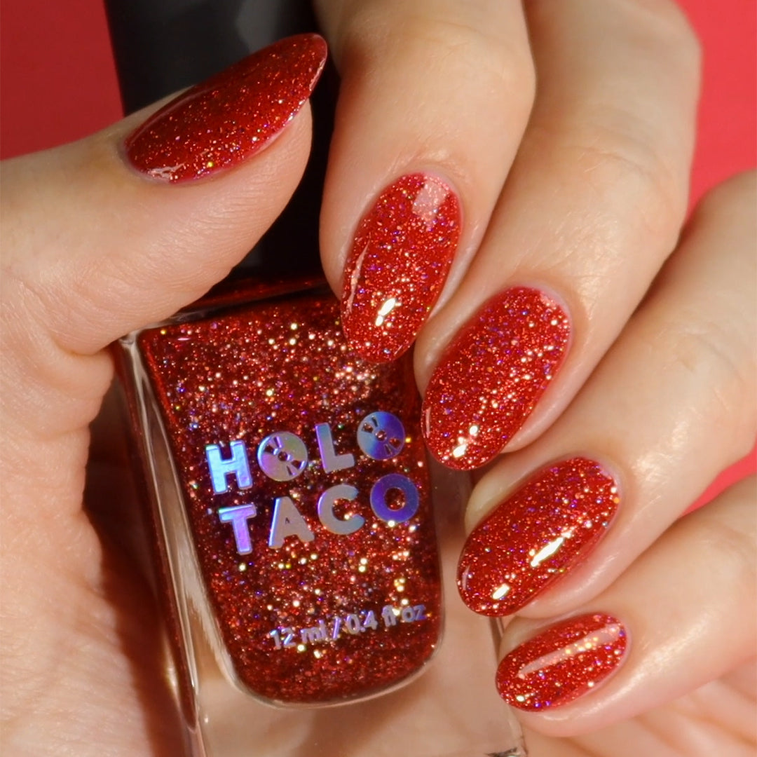 Metallic Ruby Nails That Shine Bold