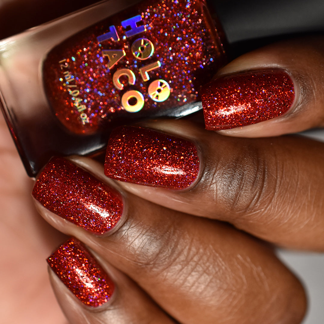 Metallic Ruby Nails That Shine Bright