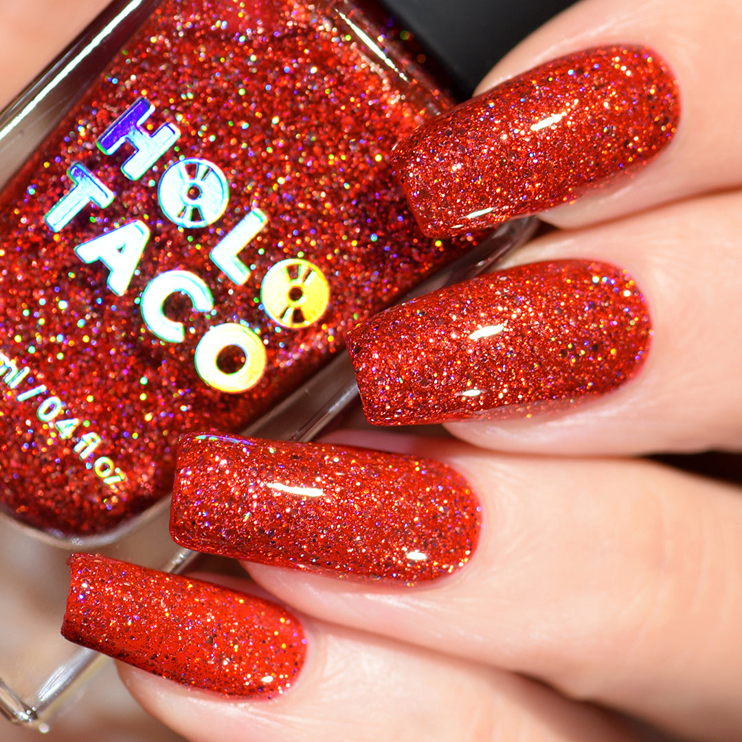 Red Nails 2025: Holographic Glitter Magic